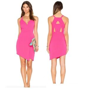GREYLIN Villa Mar Woven cut-out back Dress in Fuchsia L
